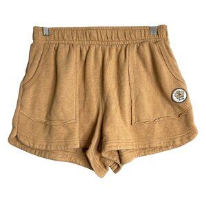Hurley Shorts Womens M Tan High Rise Pockets Fleece Lounge Comfort Beach Logo‎